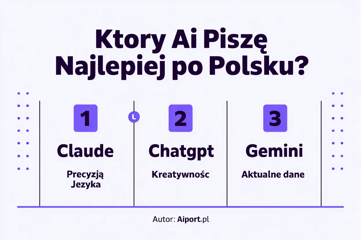 ChatGPT vs Claude vs Gemini - który najlepiej pisze po polsku? 16 Ktory AI pisze najlepiej po polsku Ranking 2026
