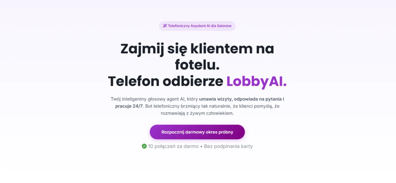 telefoniczny asystent ai dla salonu beauty lobbyai pl sekretarka ai bez kodu