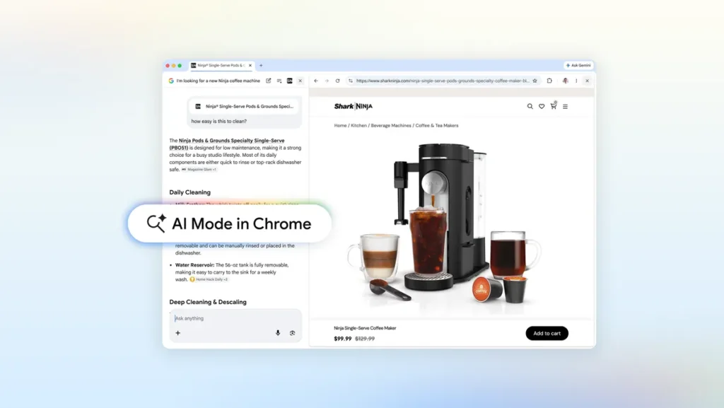 google wbudowuje ai mode bezposrednio w chrome koniec z przeskakiwaniem miedzy zakladkami