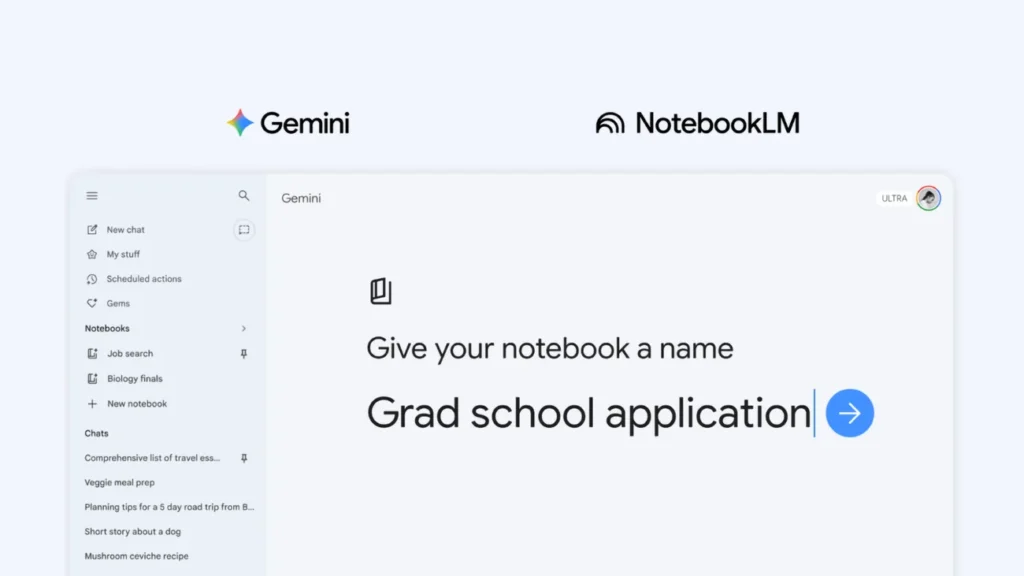 google wprowadza notebooks w gemini notatniki laczace chatbota z notebooklm