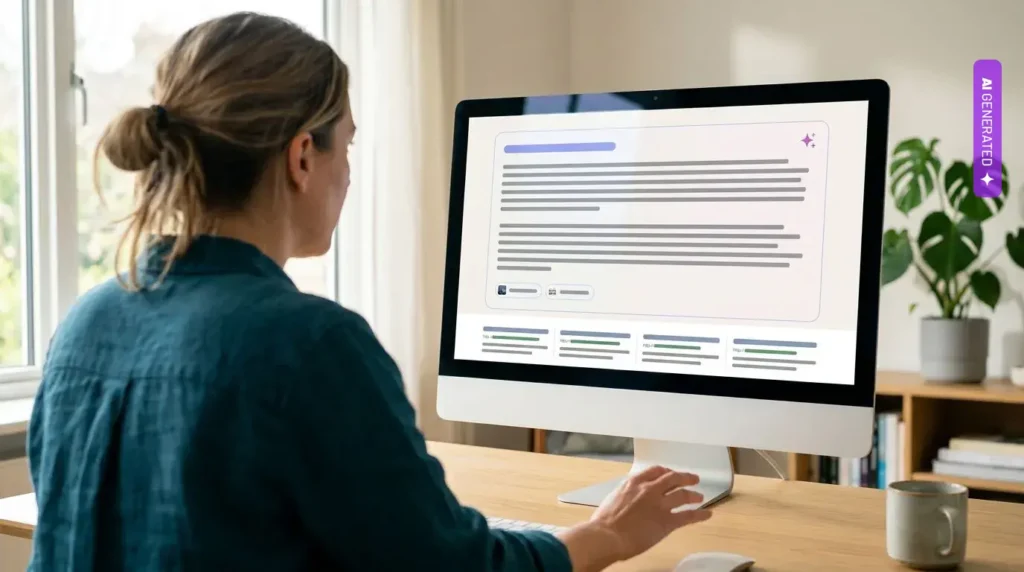 AI Overviews w 43 proc. wyszukiwań Google. Similarweb podaje liczby, Adthena mówi o 18 proc. – grafika wygenerowana przez AI