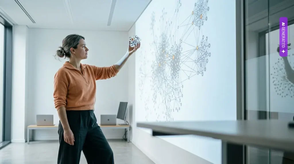 1800 połączeń białkowych i AlphaFold. Największa mapa molekularna autyzmu z udziałem Tomasza Nowakowskiego z UCSF 1800 połączeń białkowych i AlphaFold. Największa mapa molekularna autyzmu z udziałem Tomasza Nowakowskiego z UCSF – grafika wygenerowana przez AI