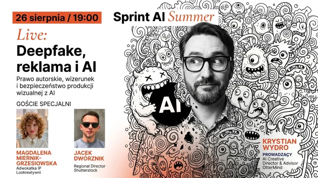 Deepfake, reklama i AI: bezpłatne spotkanie online o prawie autorskim, wizerunku i bezpieczeństwie w produkcji wizualnej, 26 sierpnia o 19:00