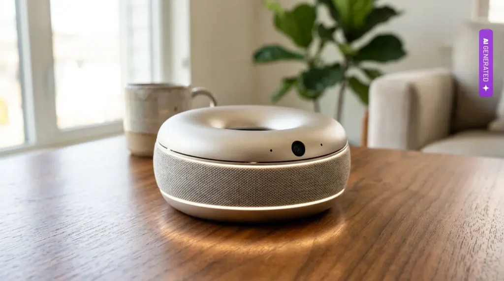 OpenAI i Jony Ive budują głośnik wielkości krążka hokejowego. Premiera w 2027 roku, cena powyżej 300 dolarów – grafika wygenerowana przez AI