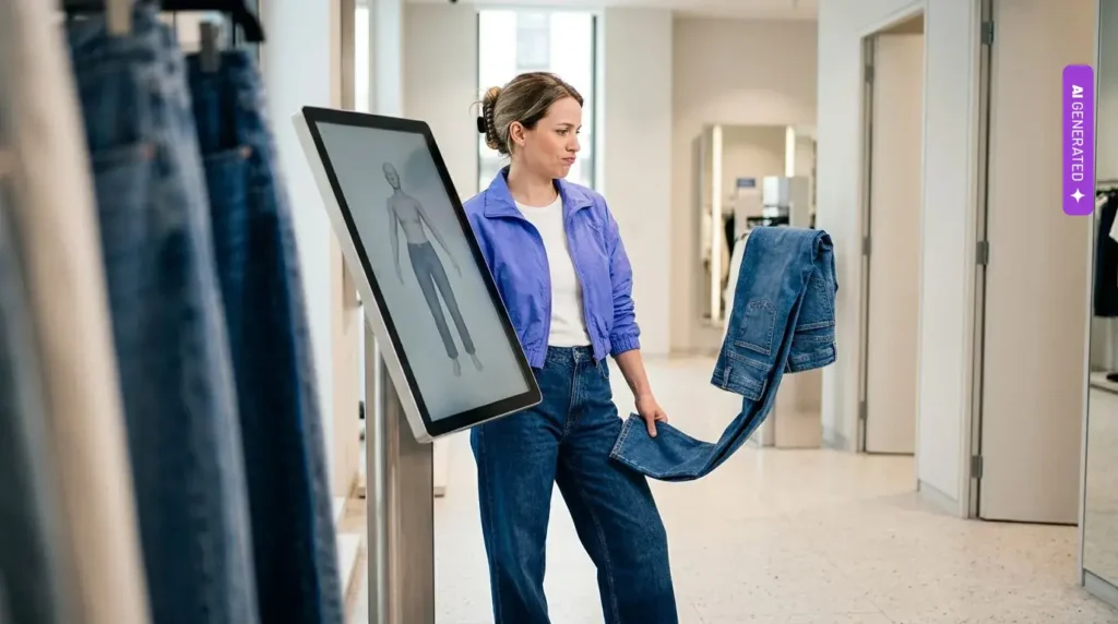 Zalando i Zara wpuszczają AI do przymierzalni. Przy dżinsach do sklepu wraca nawet 65 procent zamówień – grafika wygenerowana przez AI